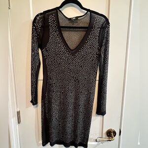 CBR Black Sheer Long Sleeve Dress with White Dots